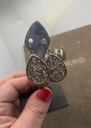 14KT GP Rhinestone Dangle Earrings Costume Jewelry