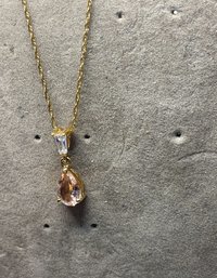 1/20 14kt Gold Filled Necklace With Baguette & Gemstone Pendant