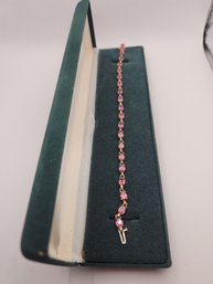 14k Gold And Pink Tormaline Bracelet