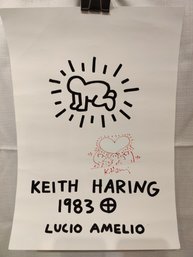 After KEITH HARING (1958-1990) Poster For Lucio Amelio 1983 W/ Drawing