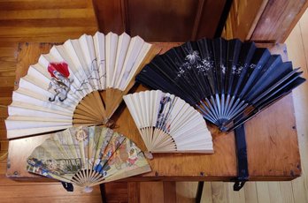 Lot Of 4 Antique Hand Fans