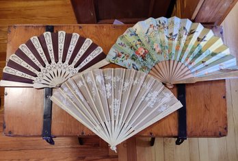 Lot Of 3 Finely Crafted Victorian Hand Fans