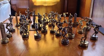 Vintage Greek Pewter Chess Set