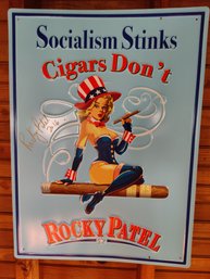 Set Of 2 Tin Signs Rocky Patel One Signed