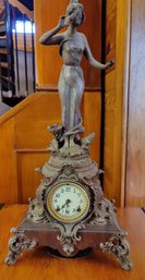 Turn Of The Century Ansonia New York Spelter Figural Mantle Clock