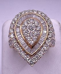 Huge Multi Diamond Gold Cocktail Ring 3 Plus Carats