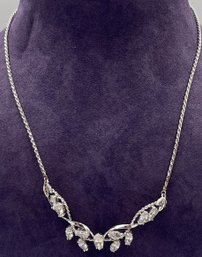 Lovely Sterling Silver & Crystal Statement Necklace