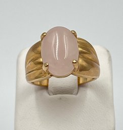 Lovely Vermeil Sterling Silver Rose Quartz Ring Size 8