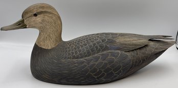 Hand Carved Black Duck Decoy Strader