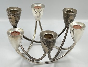 Pair Of Mid Century Sterling Triple Candlesticks