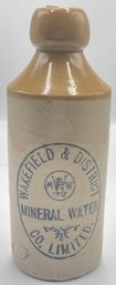 Antique Stoneware Mineral Water Bottle Wakefield & District