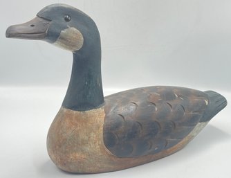 Vintage Hand Painted Wood Carved Duck Decoy Glass Eyes