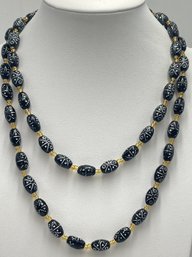 Vintage African Nigerian Black Trade Bead Necklace