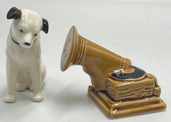 Vintage Nipper RCA Dog & Record Player Ceramic Salt & Pepper Shaker Japan