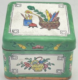 Asian Chinoiserie Petite Enamel Cloisonn Jewelry Stash Box