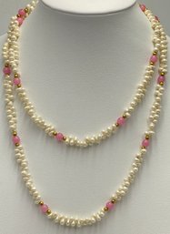 Vintage Freshwater Pearl And Rose Quartz Necklace