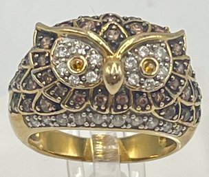 Gold Over Sterling Silver Owl Ring Size 7