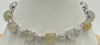 Sterling Silver Moonstone & Diamond Bracelet