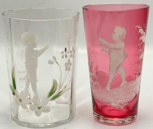 Lot Of Two Mary Gregory Glasses