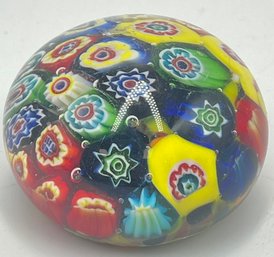 Vintage Murano Multicolor Millefiori Glass Paperweight Italy