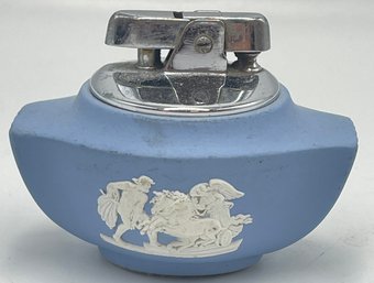 Vintage Wedgwood Blue Jasperware Ulysses Oval Cigarette Table Lighter Ronson