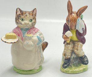 Lot Of 2 Porcelain Figurines Cat And Rabbit