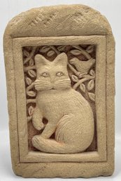 1994 HTF Carruth Studio Cast Stone Cat Wall Plaque Hanging Vintage