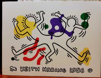 After KEITH HARING (1958 - 1990) Mounted Poster French Dancers