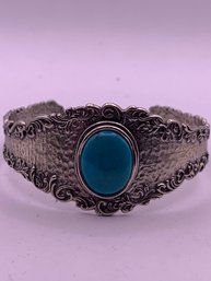 Sterling Silver Turquoise Scroll Design Cuff Bracelet