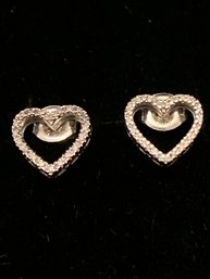 Sparkling Genuine Diamond Heart Earrings