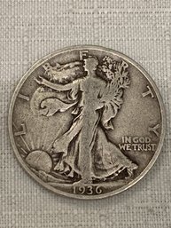 1936 Walking Liberty American 90silver Half Dollar