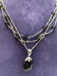 Sterling Silver Smoky Topaz Enhancer Necklace