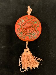 Large Vintage Chinese Cinnabar Pendant