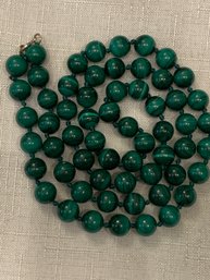 Vintage Hand Knotted Malachite Bead Necklace