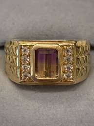 Unusual Ametrine Vermeil Sterling Silver Ring