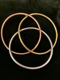 Unusual 14kt Tri Colored Gold Triple Bracelet