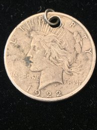 Genuine 1922 Siver Peace Dollar Pendant