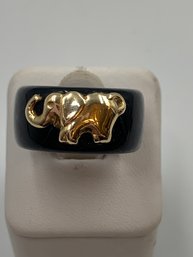 Fun Onyx And 14 Kt Gold Elephant Ring