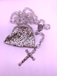 Gorgeous Vintage Austrian Crystal Sterling Rosary In Pouch