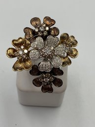 Fabulous Huge Genuine Diamonds Floral Ring