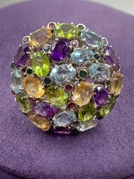 SHOWSTOPPER Huge Multi Gemstone Sterling Ring