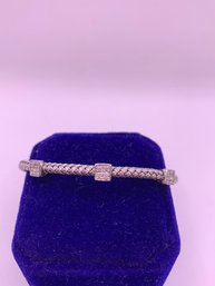 Classic Sterling Silver Cable With Diamonds Bracelet