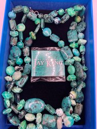 Impressive Jay King Triple Strand Turquoise Necklace