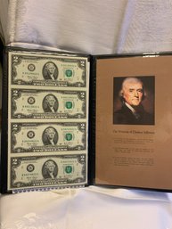 Certified Uncut 1976 4 2 Dollar Bills With Holder