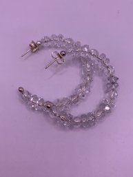 Beautiful Faceted Rock Crystal Sterling Hoop Earrings