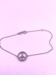 Sterling Silver And Genuine Diamonds Peace Bracelet