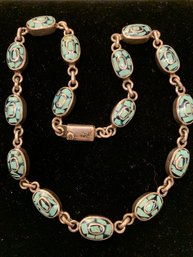 Heavy Vintage Sterling Silver And Turquoise Necklace