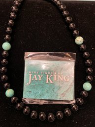 Jay King Onyx Turquoise Sterling Silver Necklace