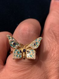 Sterling Silver Enamel Butterfly Ring