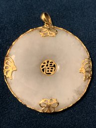 14 Kt Gold And Jade Pendant